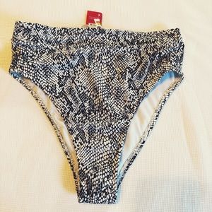 Snake Print High Waisted Bikini Bottoms Size M (4-6) Black White